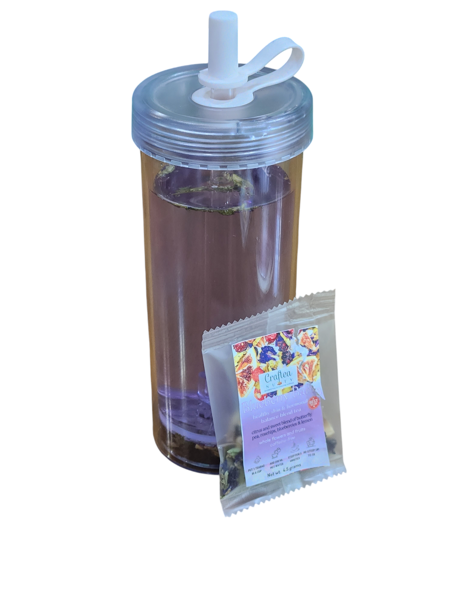 Tea Tumbler with straw filter. Press and Sip. Loose leaf tea tumbler BPA-free. Free tea 5 grams