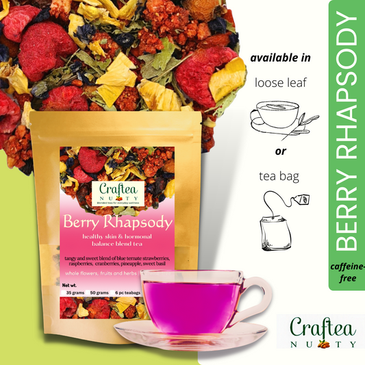 tea blend Berry Rhapsody Berries Tea Strawberry Raspberry pineapple butterfly pea