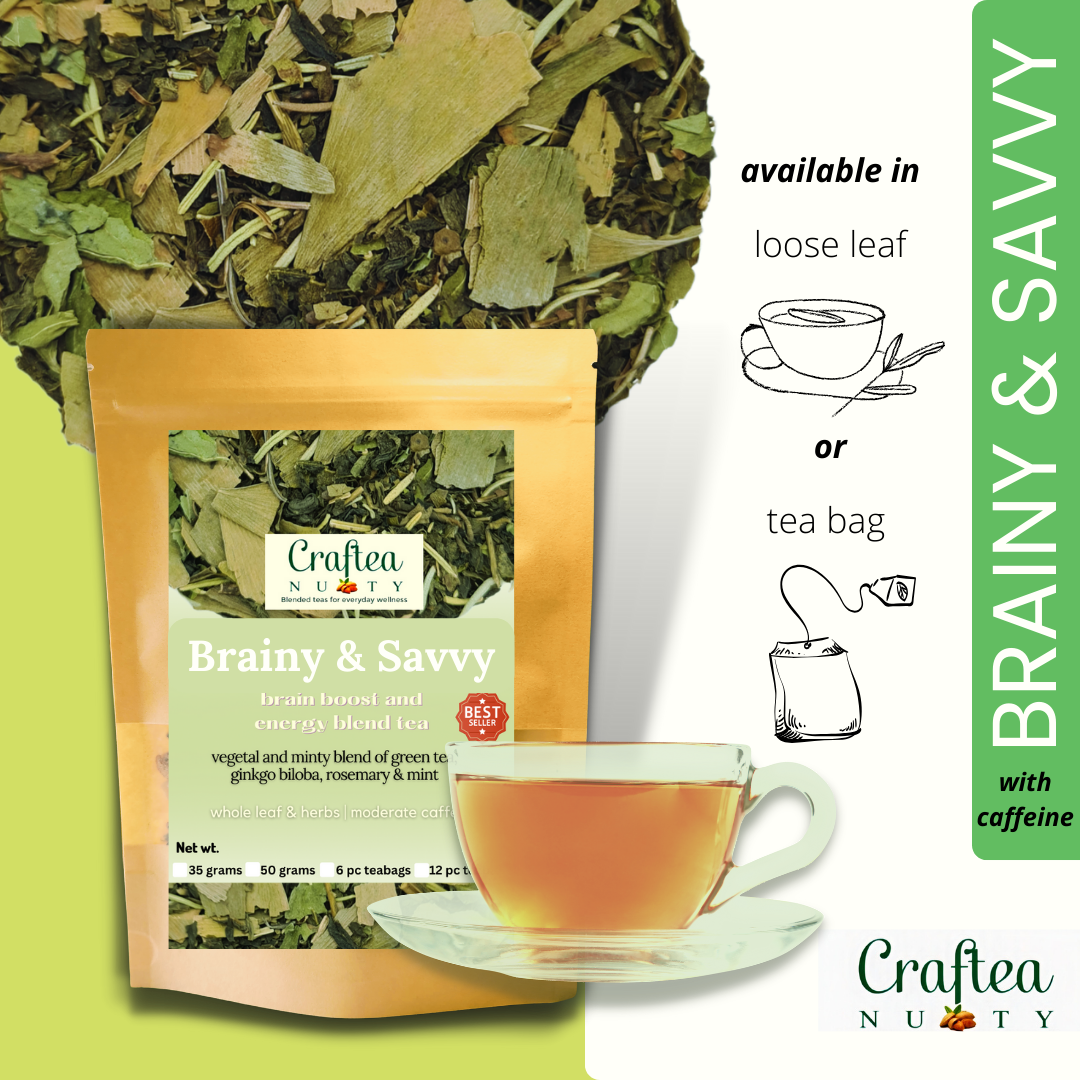 Brainy and Savvy Green Tea with Ginkgo Biloba Rosemary memory tea