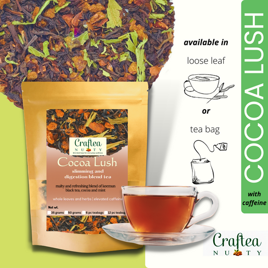 tea blend Cocoa Lush Black Tea with cocoa Nibs and Mint