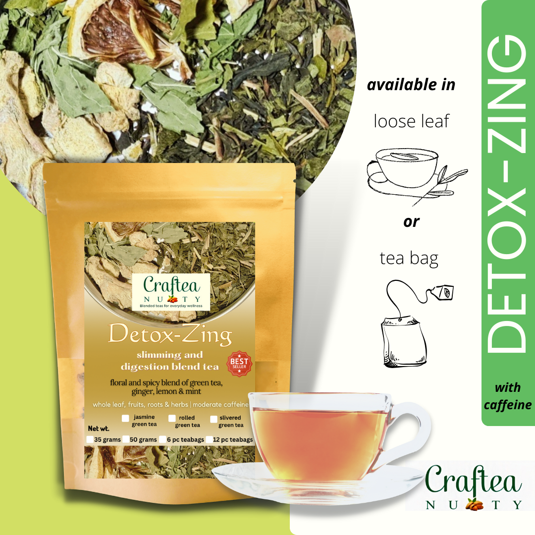 tea blend Detox-Zing green tea with ginger and lemon tea mint tea