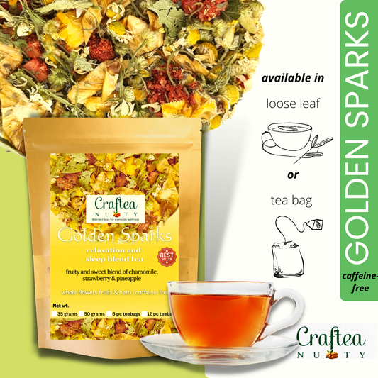 tea blend Golden Sparks Chamomile, Strawberry, Pineapple Tea, stevia tea