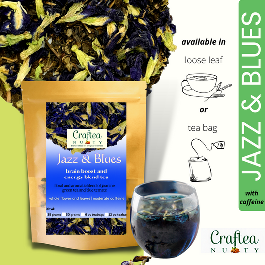 Jazz and Blues Butterfly Pea Jasmine Loose Leaf Tea Clitoria Ternatea