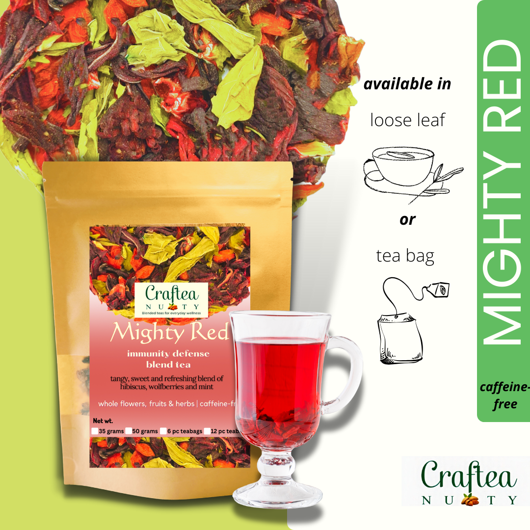 tea blend Mighty Red Hibiscus tea Roselle and Mint with Goji Berry, Stevia