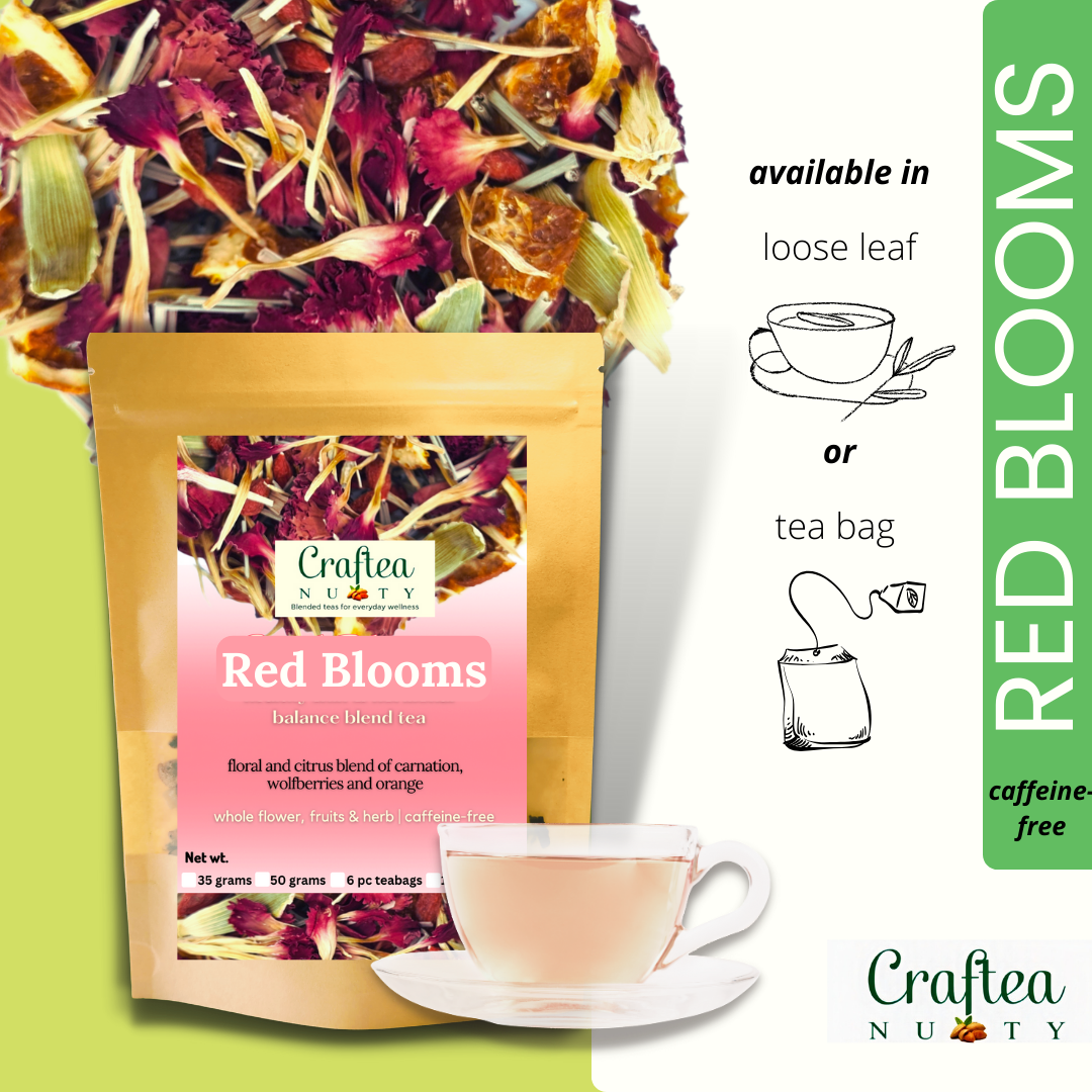 beauty tea Red Blooms Dried Carnation Orange Goji Lemongrass Tea