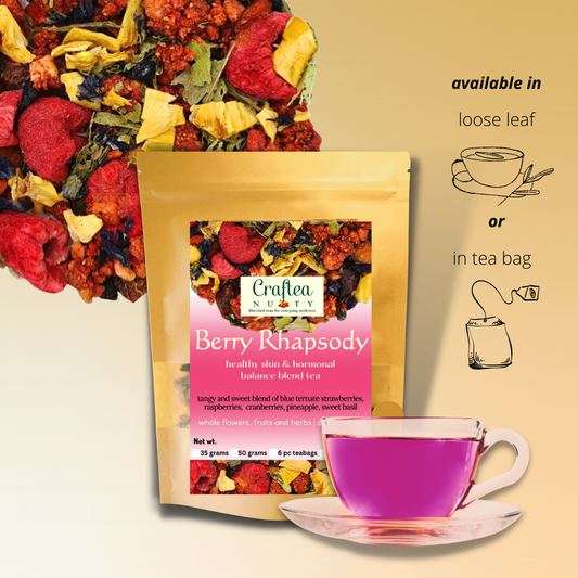 tea blend Berry Rhapsody Berries Tea Strawberry Raspberry pineapple butterfly pea