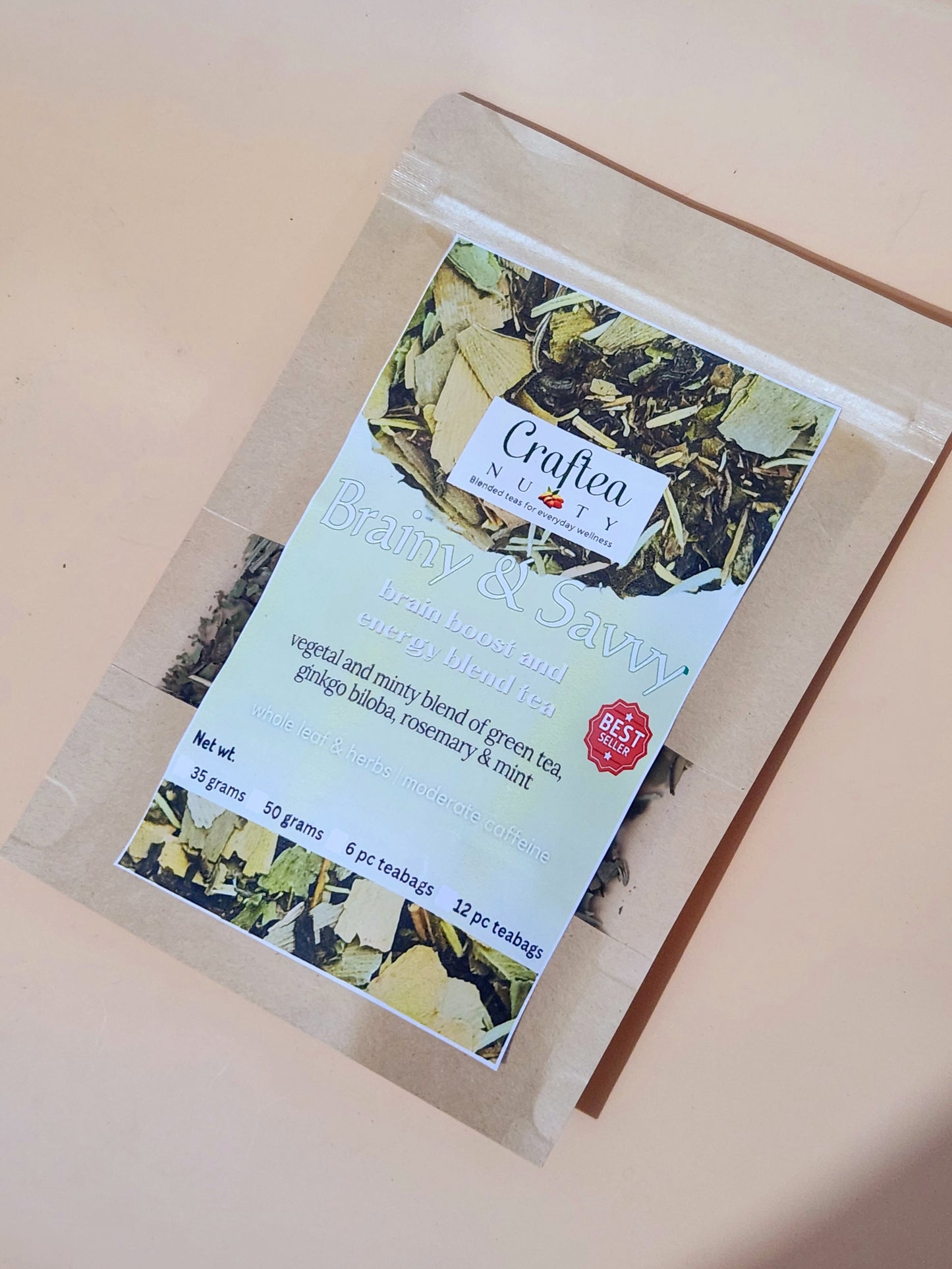 Brainy and Savvy Green Tea with Ginkgo Biloba Rosemary memory tea