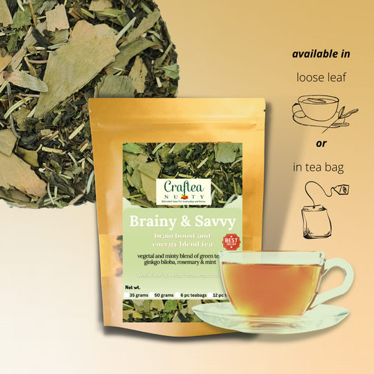 Brainy and Savvy Green Tea with Ginkgo Biloba Rosemary memory tea
