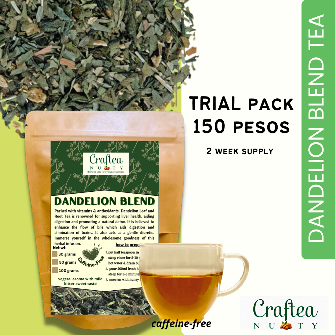 1 Pack Dandelion tea blend, dandelion leaf, dandelion root, caffeine-free (50 grams)