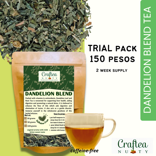 1 Pack Dandelion tea blend, dandelion leaf, dandelion root, caffeine-free (50 grams)