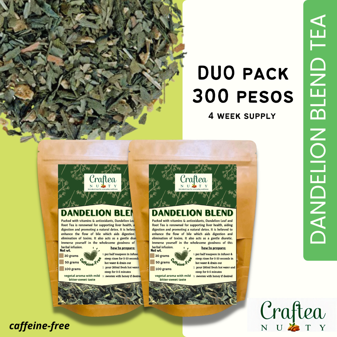 Duo Pack Dandelion tea blend, dandelion leaf, dandelion root, caffeine-free (50 grams)