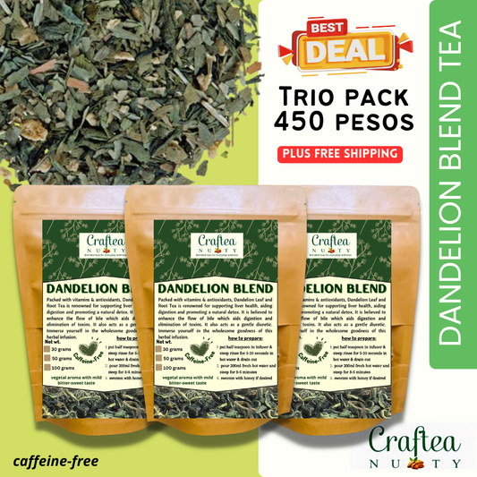 Trio Pack Dandelion tea blend, dandelion leaf, dandelion root, caffeine-free (50 grams) FREE SHIPPING