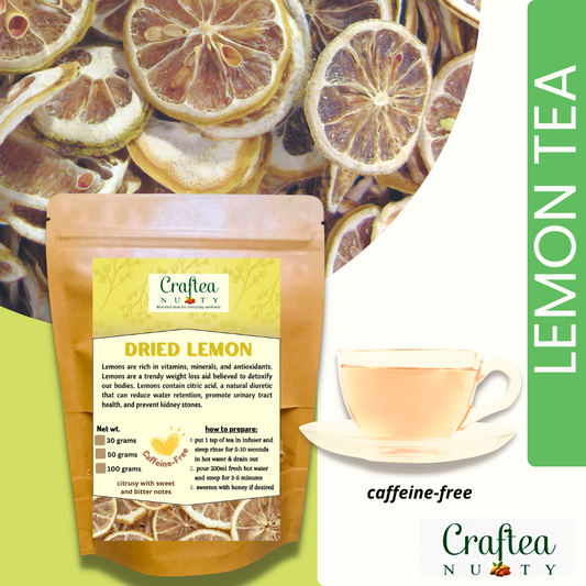 Craftea NUTTY Dried Lemon Fruit Tea Caffeine Free with Teabags