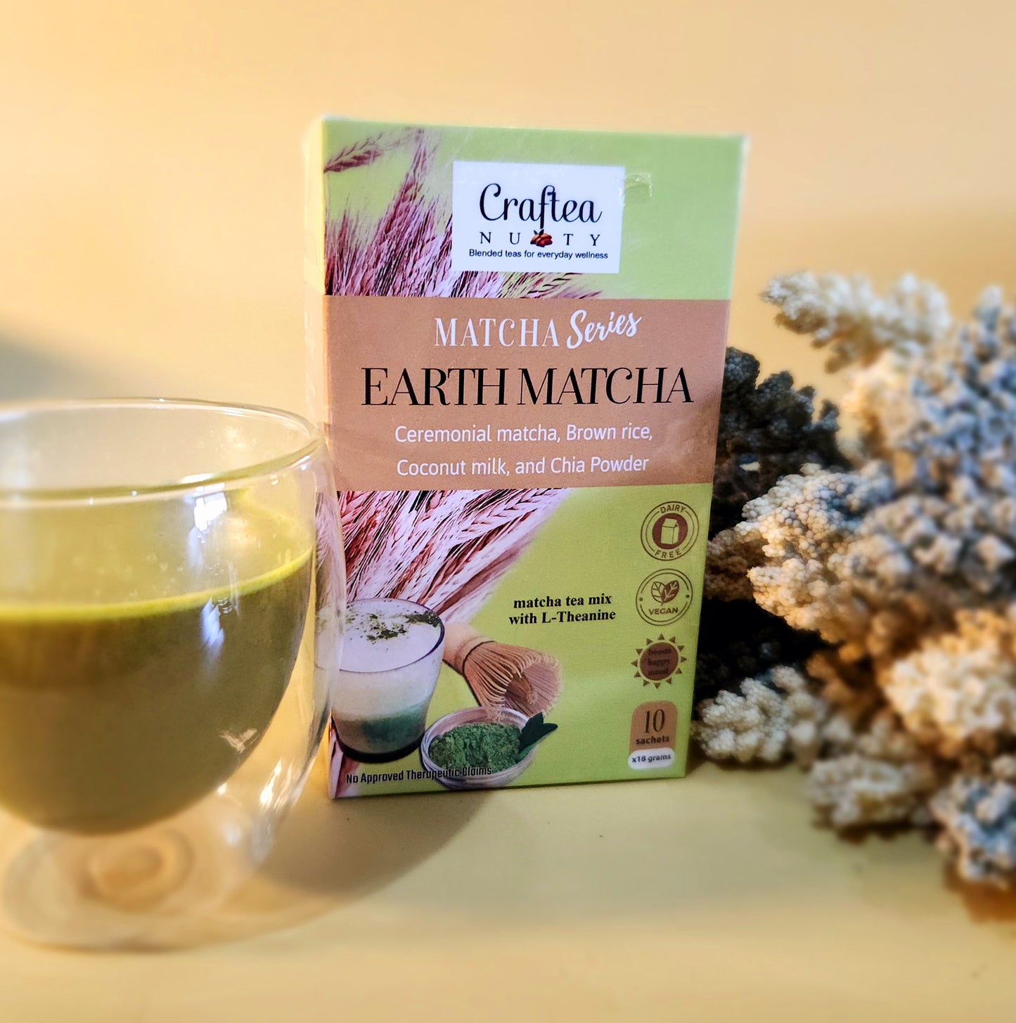 Premium Matcha Blend Earth Matcha with Brown Rice and LTheanine M