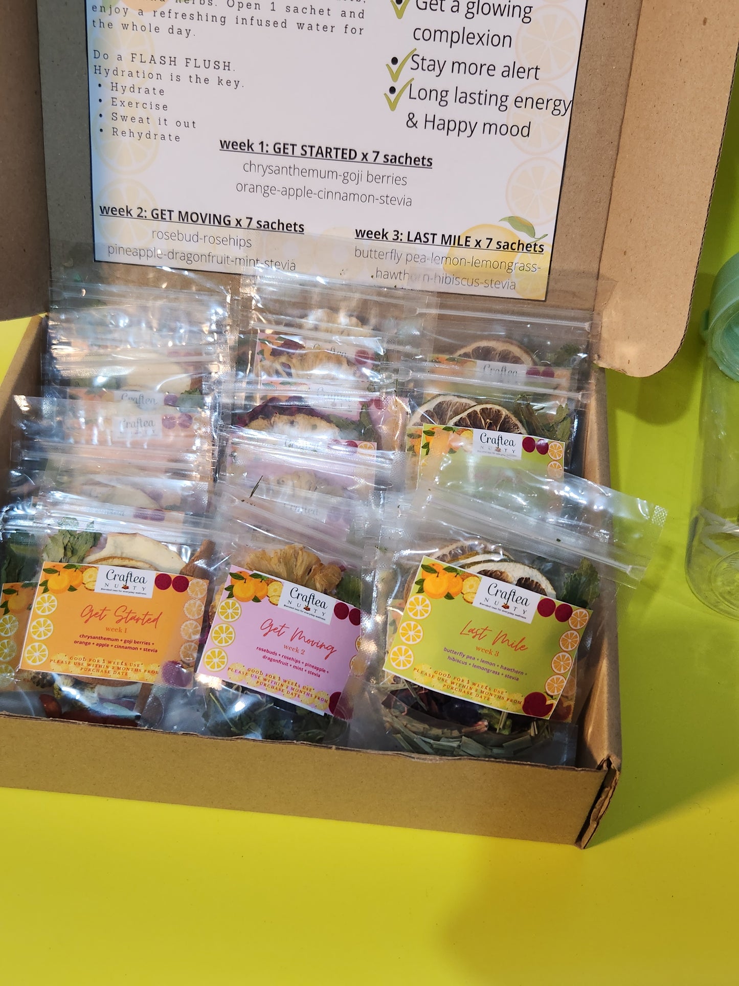 21 Days Water Detox Pack Flash Flush Dried Fruits, Flowers