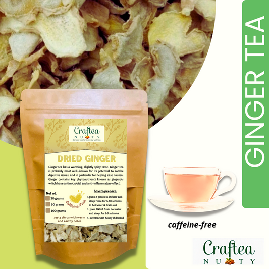 Dried Ginger Tea Caffeine Free with Teabags 30 grams 50 grams 100 grams