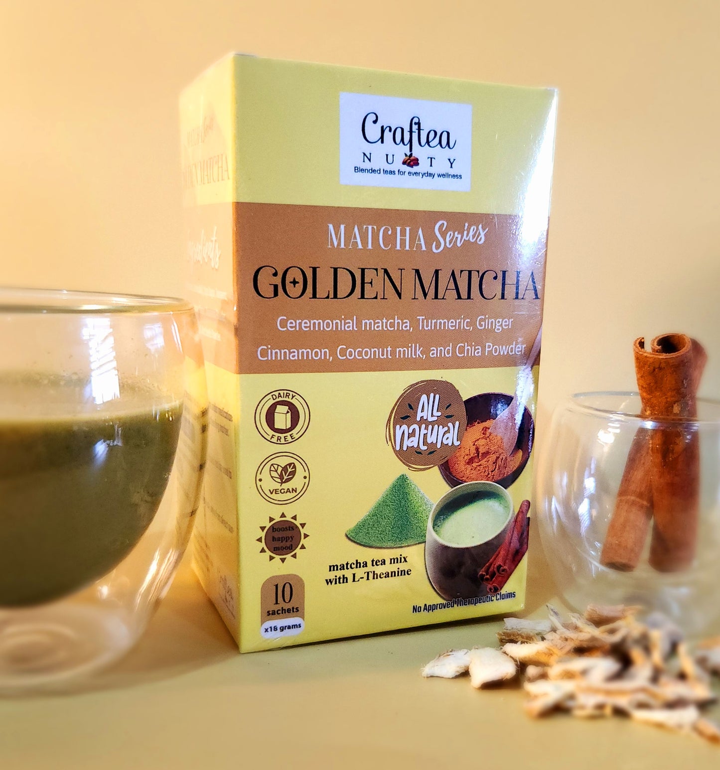 Premium Matcha Blend | Golden Matcha with Turmeric, Ginger & L-Theanine | Matcha latte matcha powder