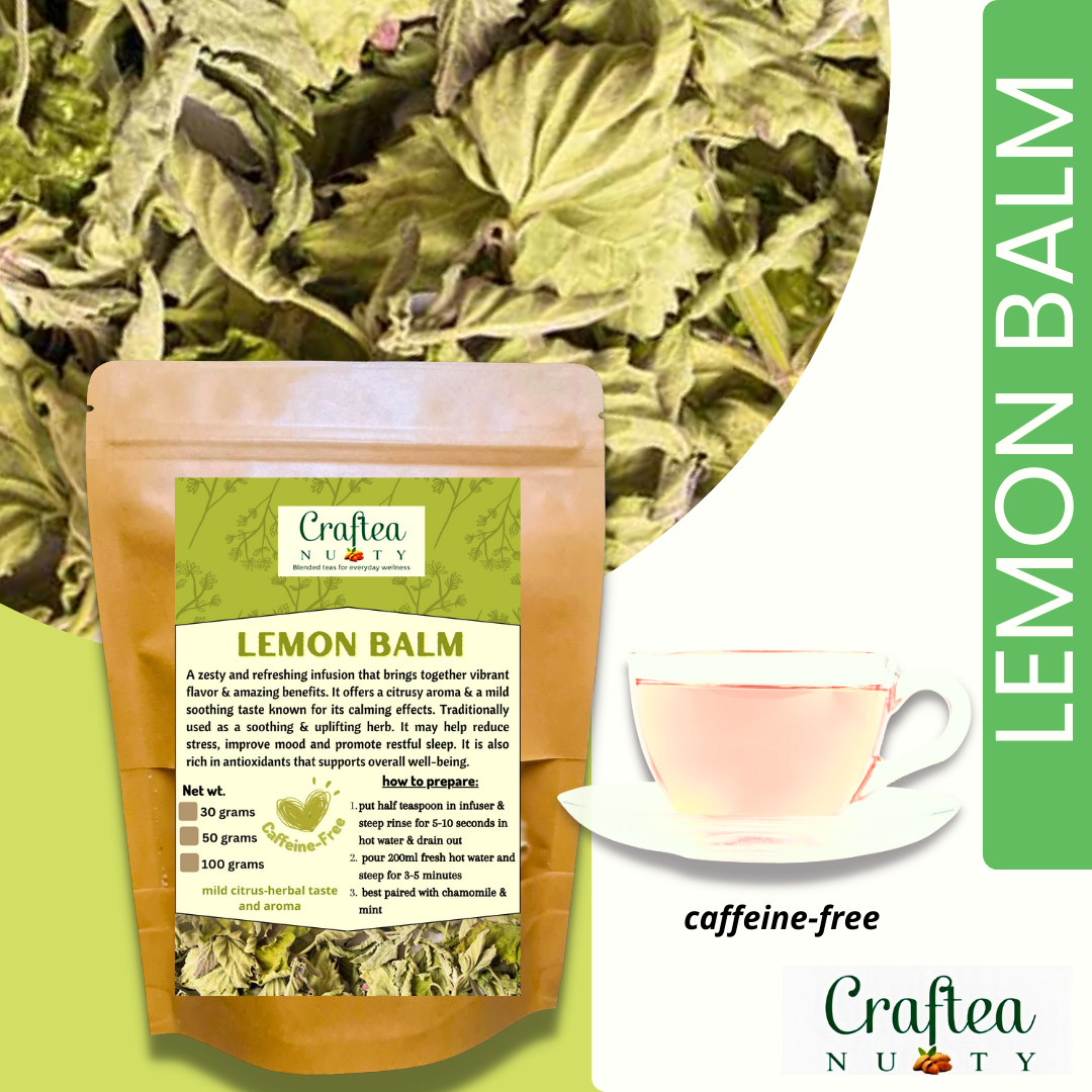 Lemon balm herbal tea 50 grams| Dried lemon balm leaf caffeine-free | sleep and relaxation | anti-anxiety | stress management
