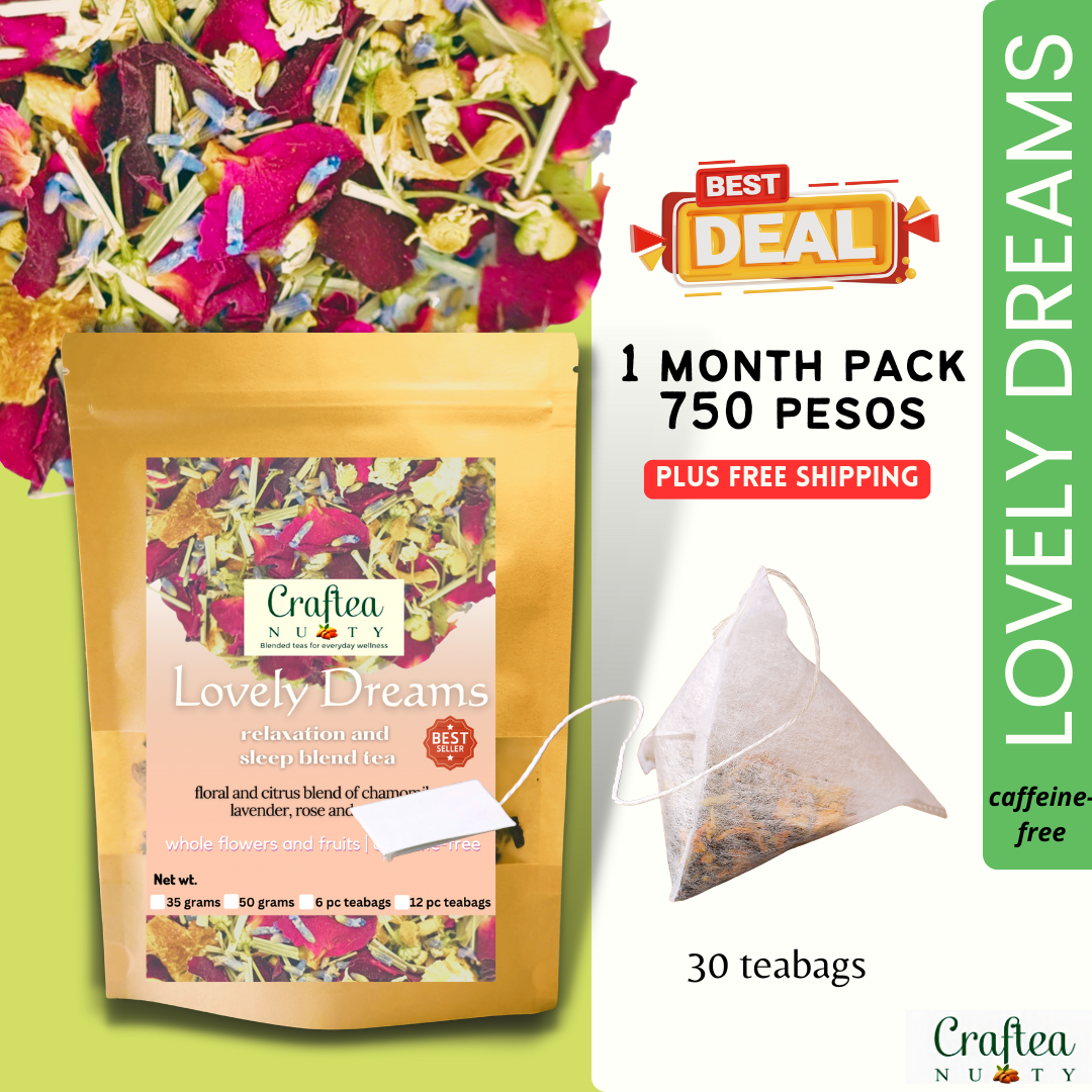 Lovely Dreams Rose, Lavender, Chamomile sleep and relax tea 30 days, FREE SHIPPING