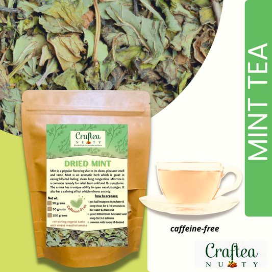 Craftea NUTTY Dried Mint Tea Caffeine Free with Teabags