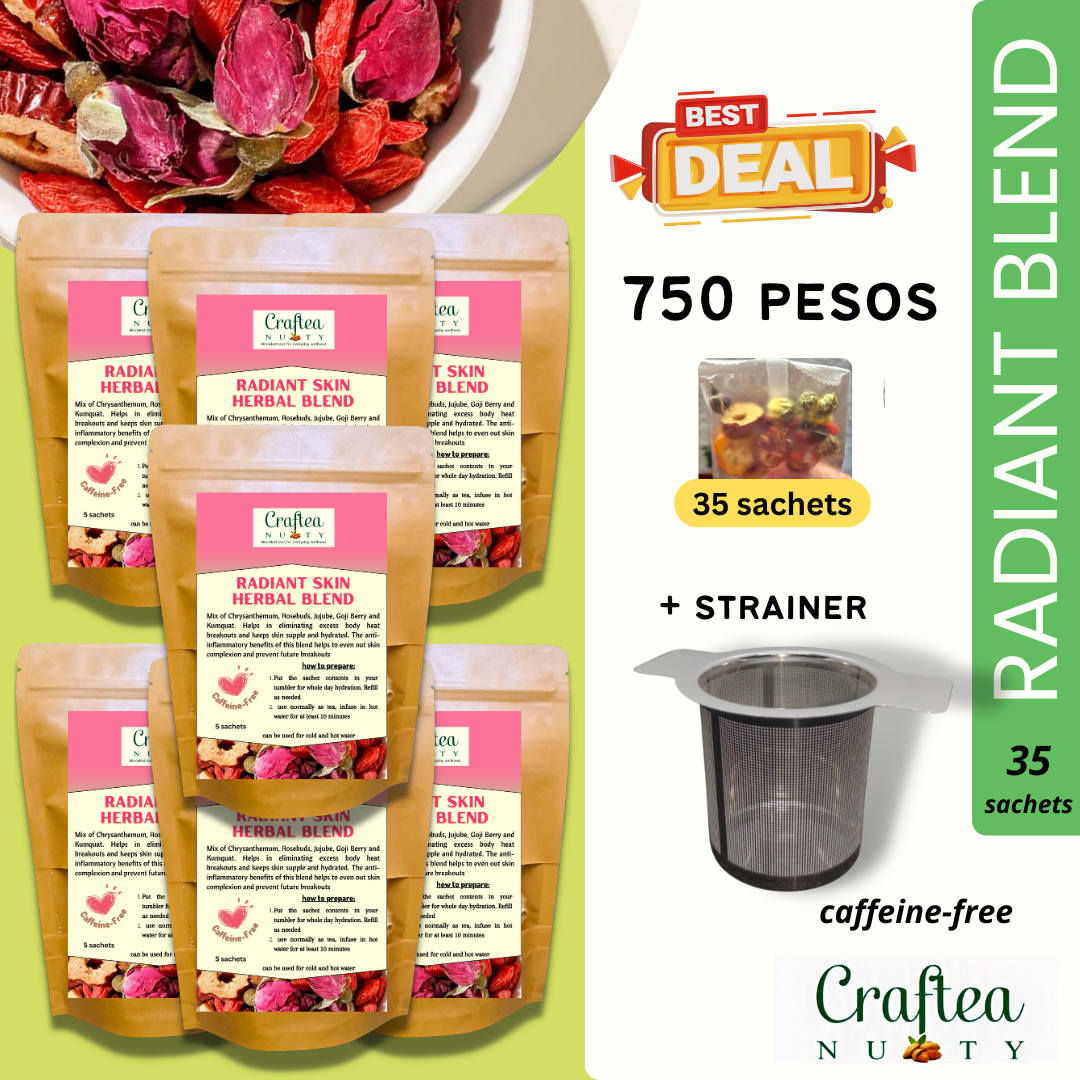 Radiant Tea Complete Reset, 35 Sachets + Strainer
