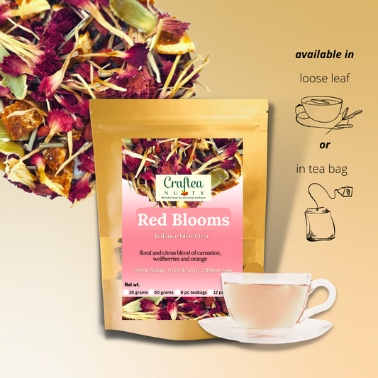 beauty tea Red Blooms Dried Carnation Orange Goji Lemongrass Tea