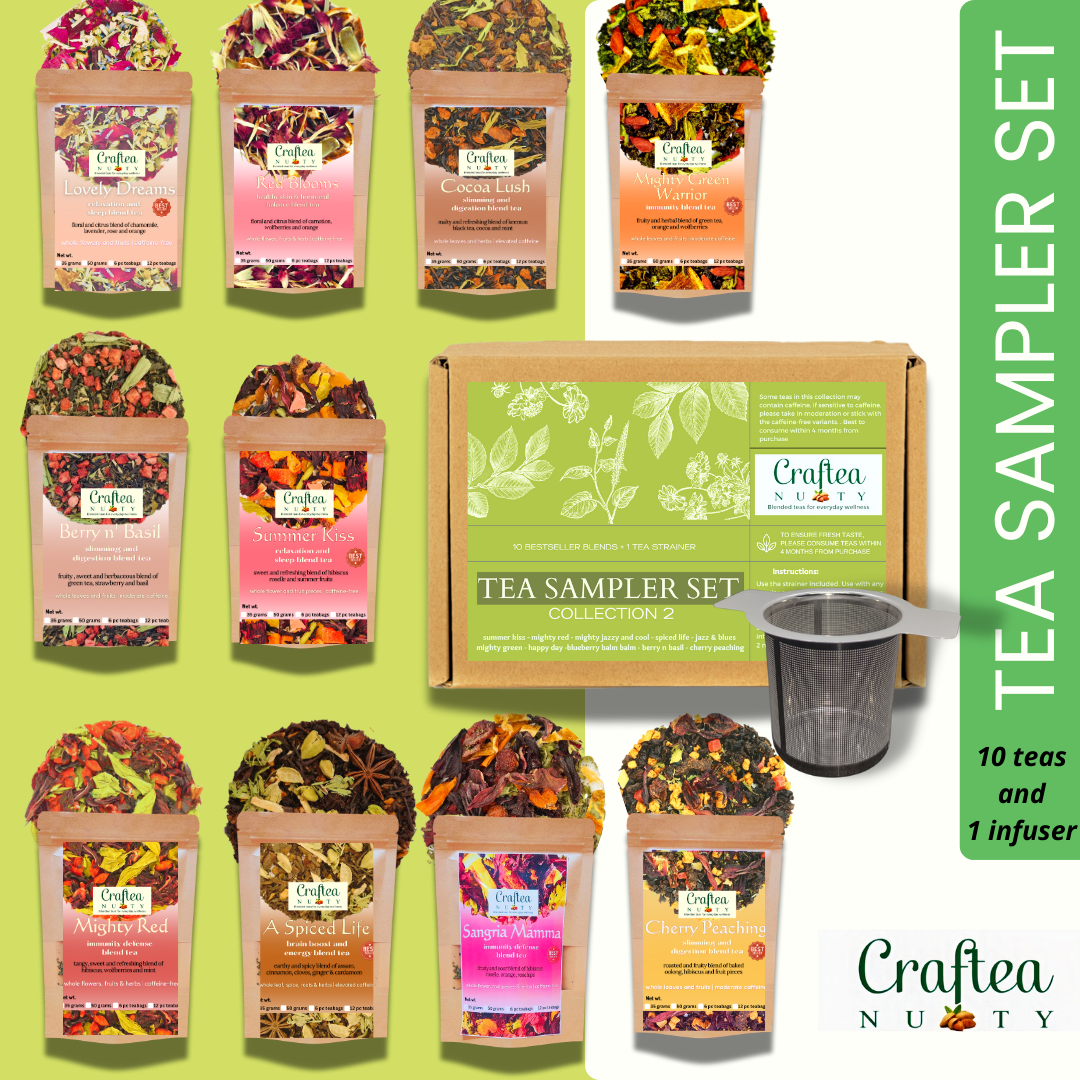 Tea Sampler Kit Giftbox 10 Flavors with Stainless Strainer