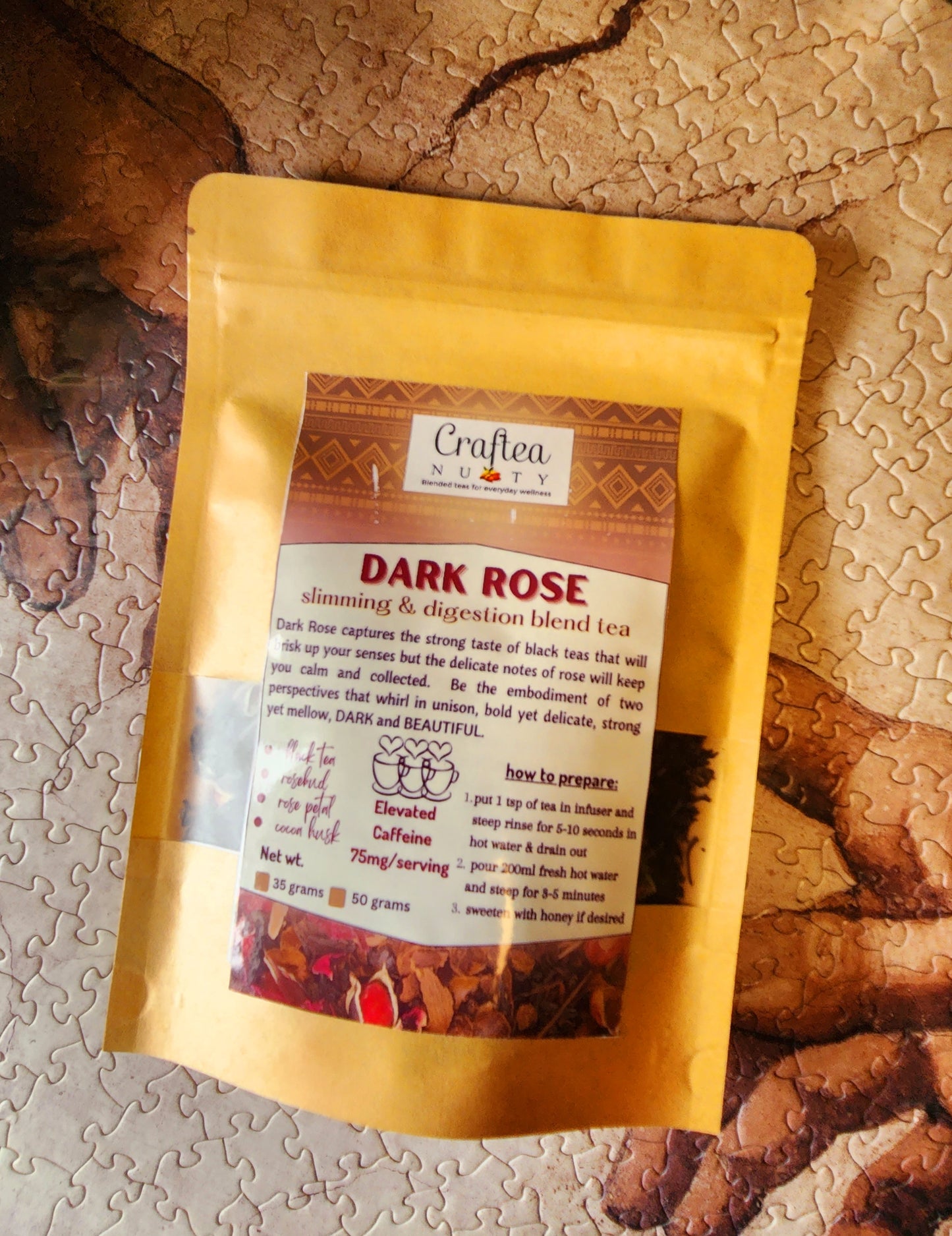 tea blend Dark Rose Black Tea with and Cocoa Husk rose petal tea