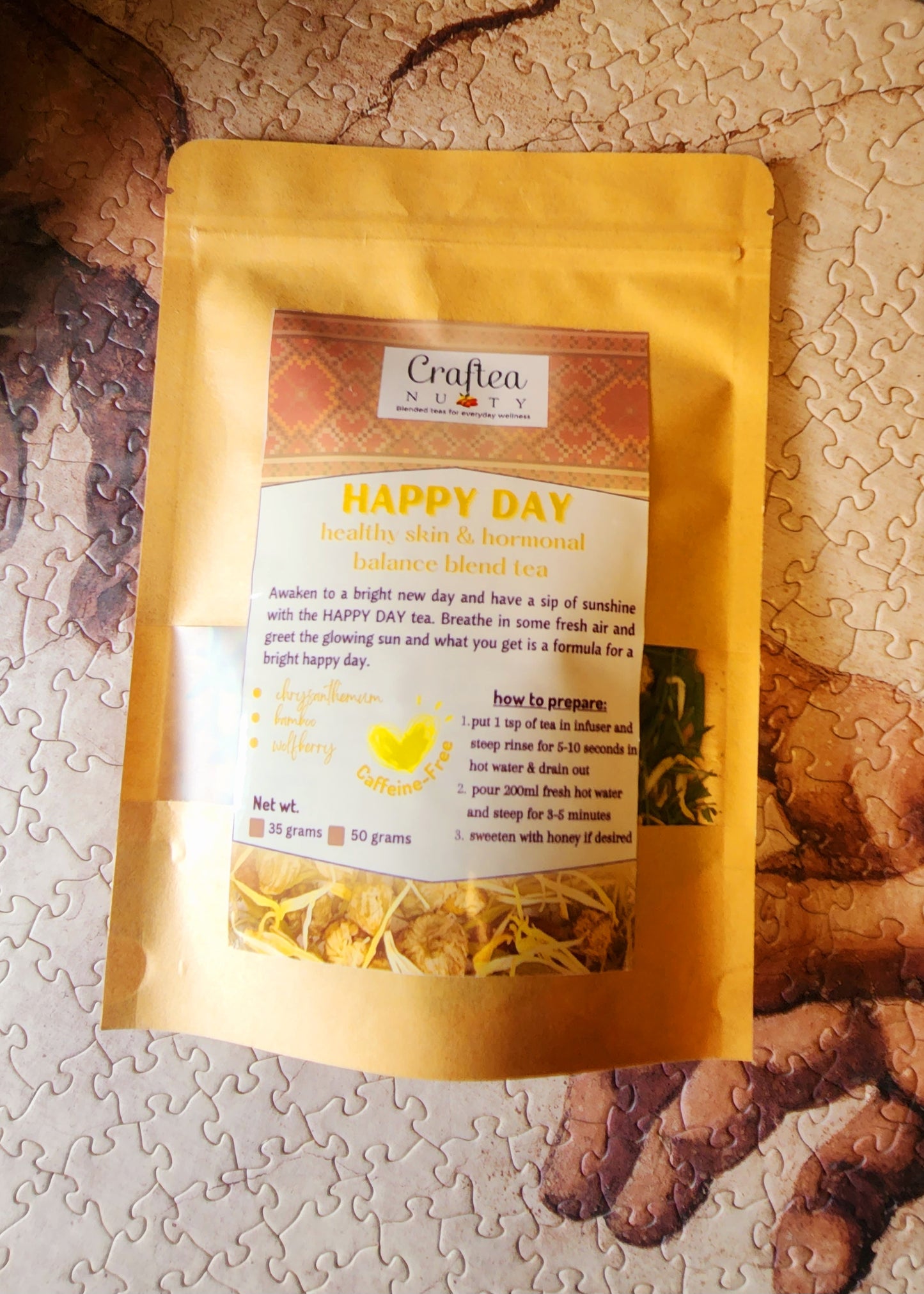 tea blend Happy Day Chrysanthemum with Goji berry bamboo leaf tea