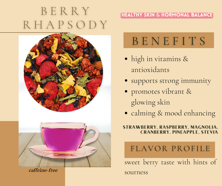 tea blend Berry Rhapsody Berries Tea Strawberry Raspberry pineapple butterfly pea