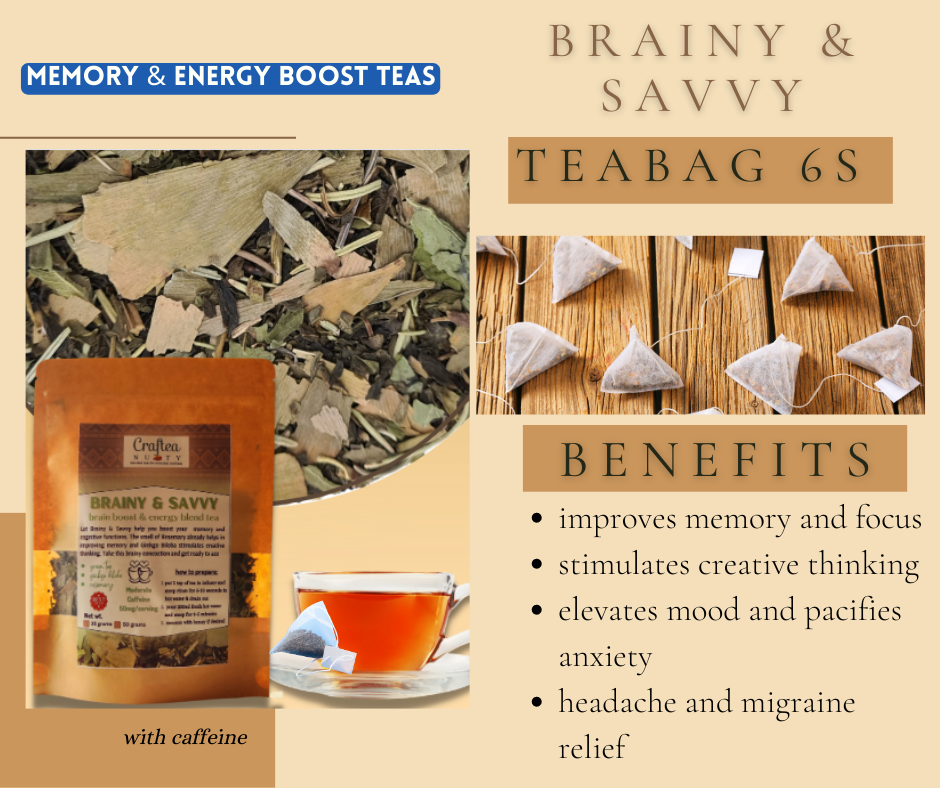 Brainy and Savvy Green Tea with Ginkgo Biloba Rosemary memory tea ...