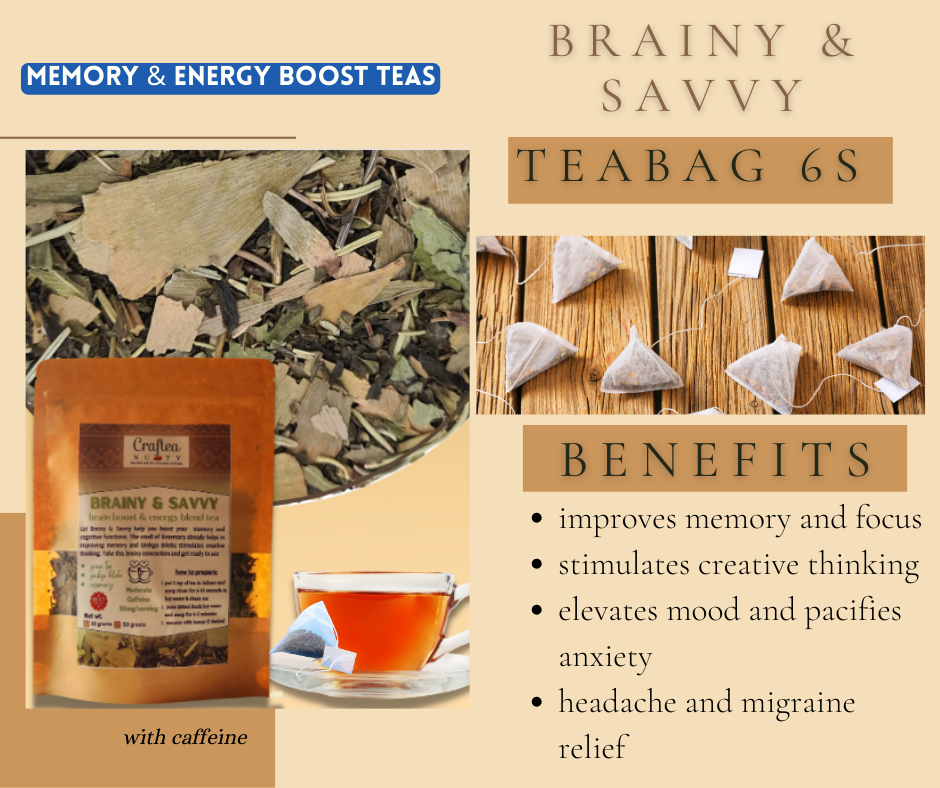 Brainy and Savvy Green Tea with Ginkgo Biloba Rosemary memory tea