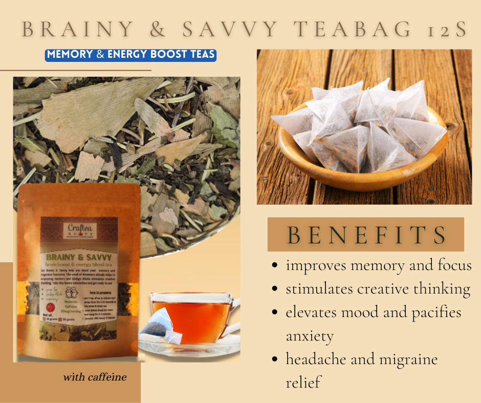 Brainy and Savvy Green Tea with Ginkgo Biloba Rosemary memory tea