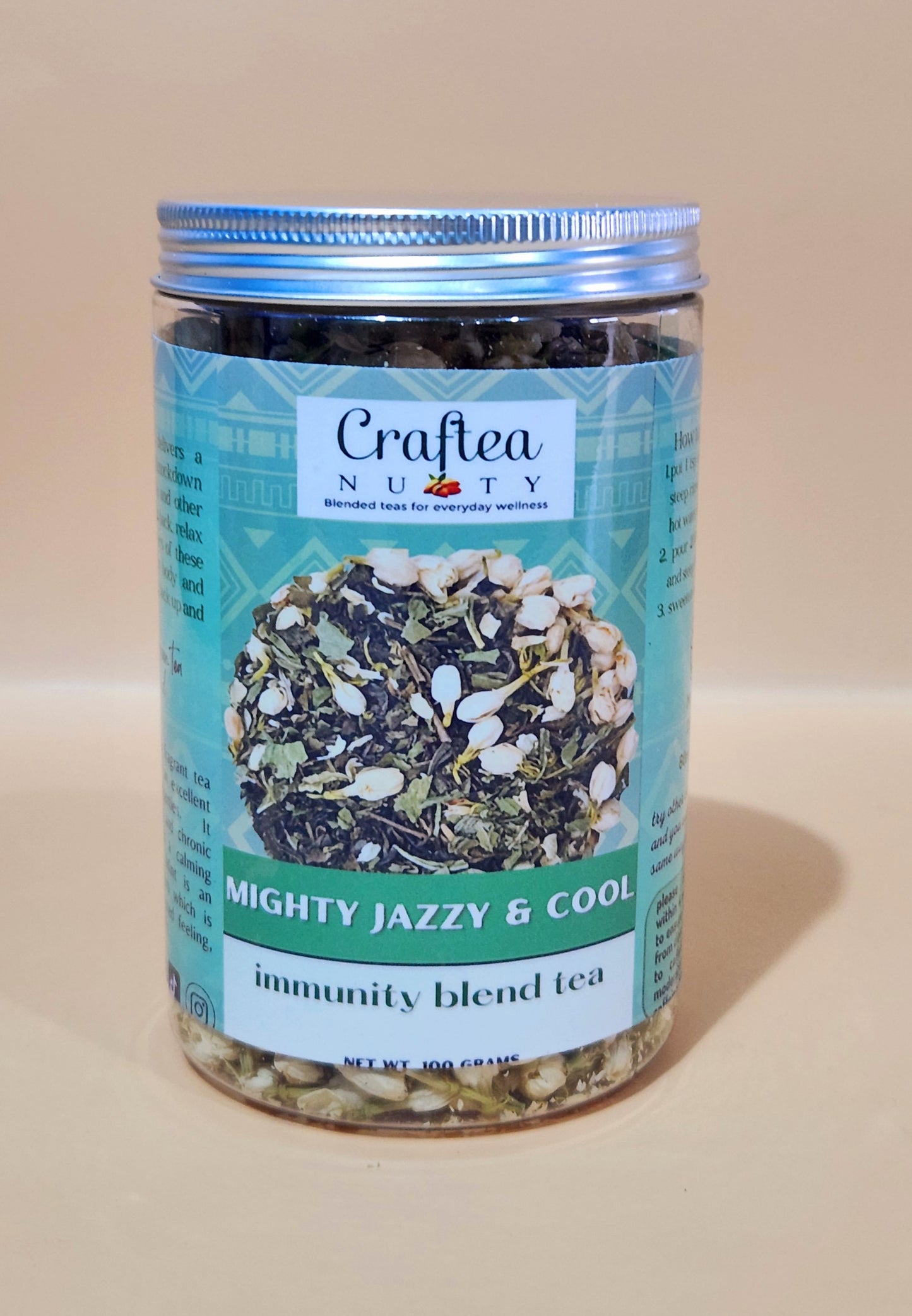 tea blend Mighty Jazzy and Cool Jasmine Green Tea with Mint Bud Loose Leaf