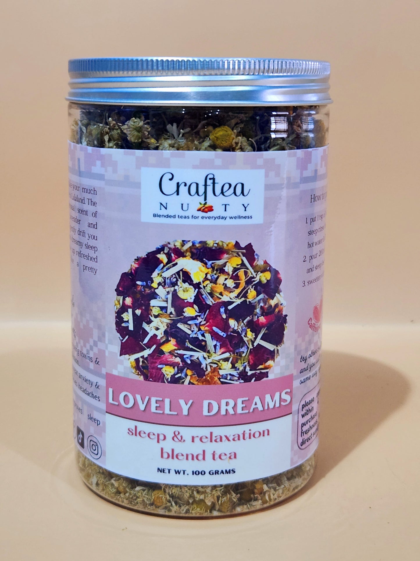 tea blend Lovely Dreams Rose, Lavender, Chamomile sleep and relax tea
