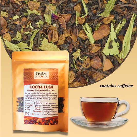 tea blend Cocoa Lush Black Tea with cocoa Nibs and Mint