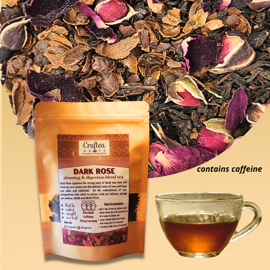 tea blend Dark Rose Black Tea with and Cocoa Husk rose petal tea