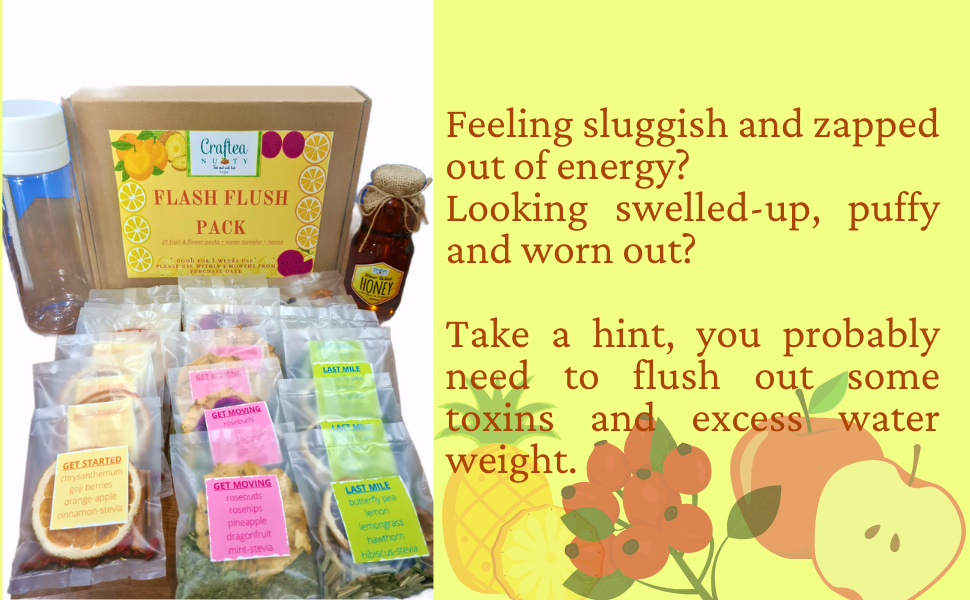 21 Days Water Detox Pack Flash Flush Dried Fruits, Flowers
