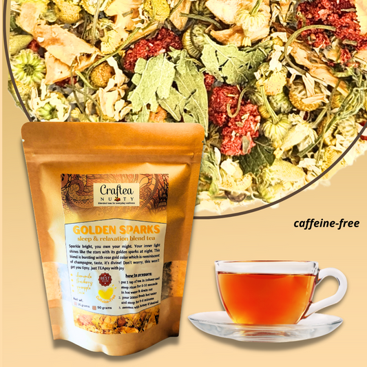 tea blend Golden Sparks Chamomile, Strawberry, Pineapple Tea, stevia tea