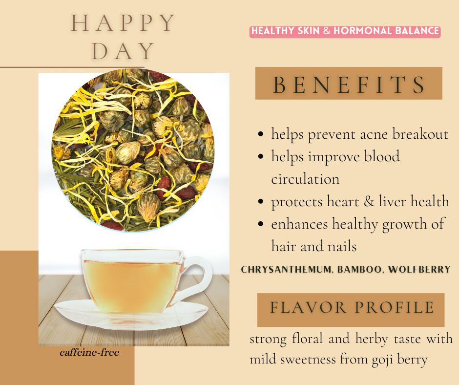 tea blend Happy Day Chrysanthemum with Goji berry bamboo leaf tea