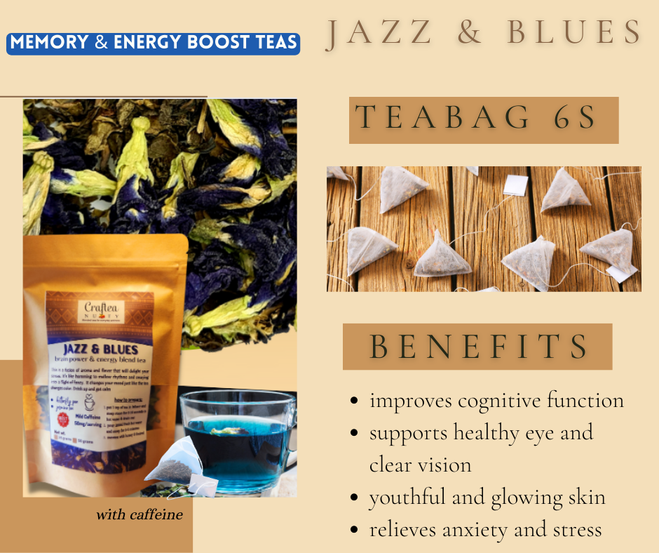 Jazz and Blues Butterfly Pea Jasmine Loose Leaf Tea Clitoria Ternatea