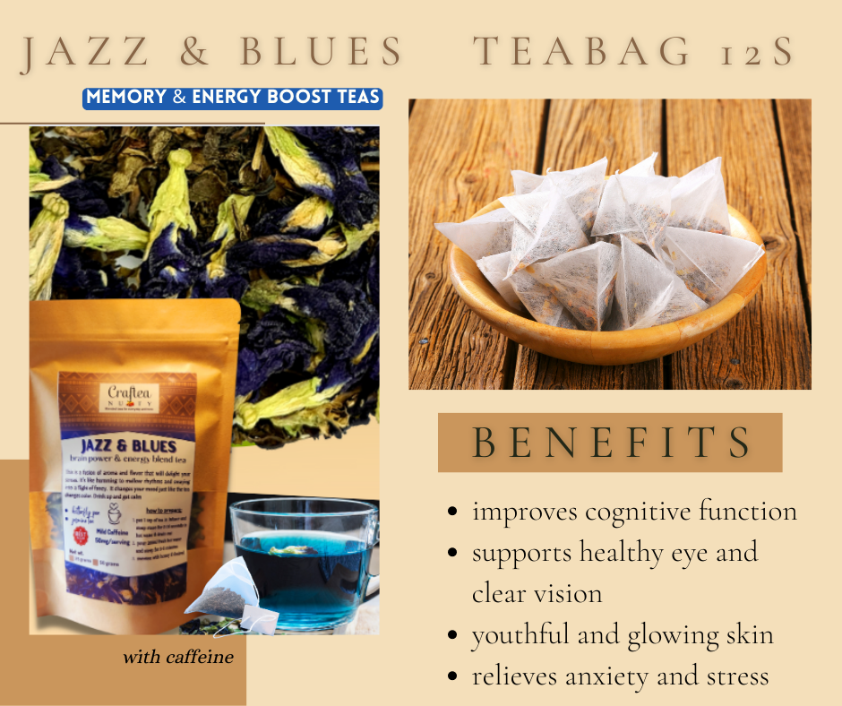 Jazz and Blues Butterfly Pea Jasmine Loose Leaf Tea Clitoria Ternatea