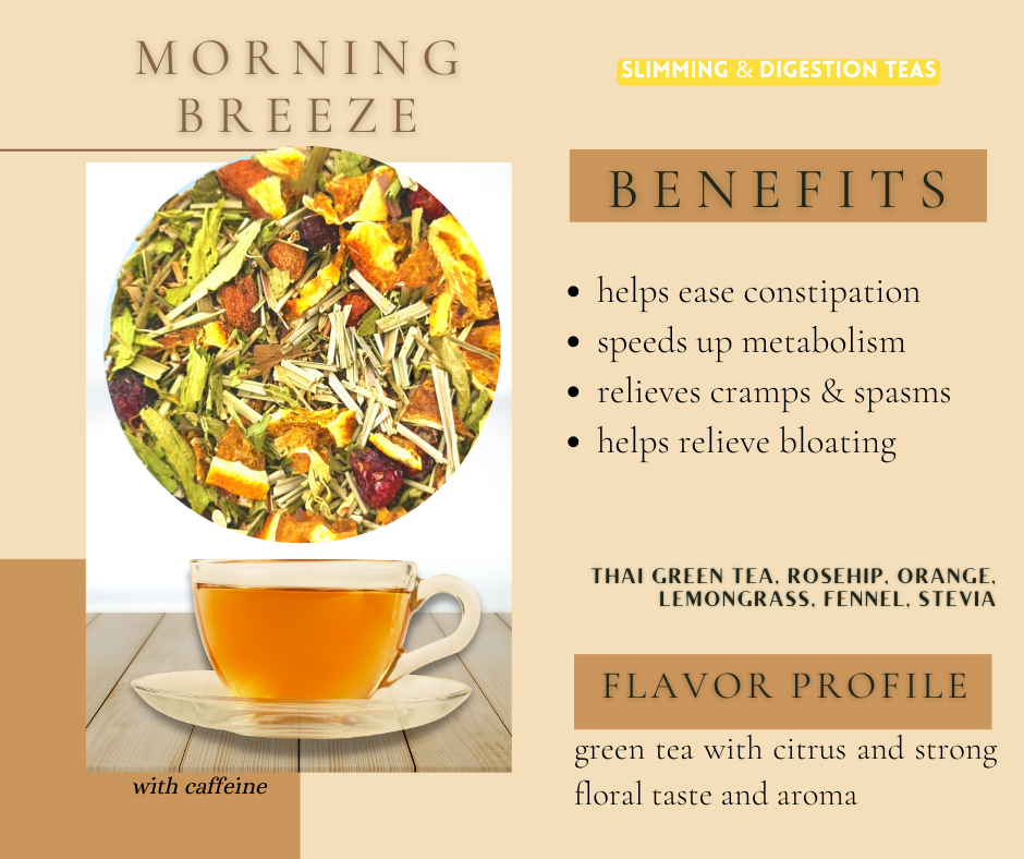 tea blend Morning Breeze Thai Green Tea with Lemongrass, Rosehips, Fennel orange tea