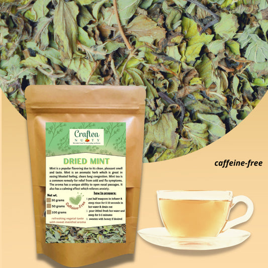 Craftea NUTTY Dried Mint Tea Caffeine Free with Teabags