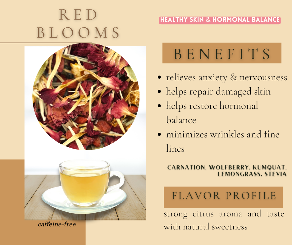 beauty tea Red Blooms Dried Carnation Orange Goji Lemongrass Tea