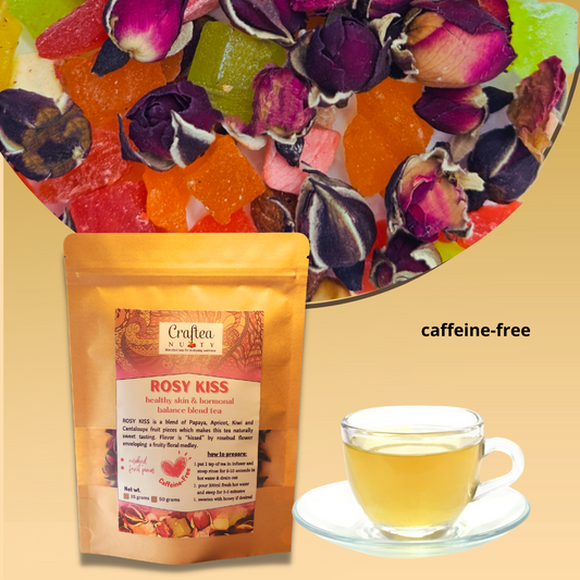 tea blend Rosy Kiss Dried Rosebud Tea with Natural Fruit Pieces