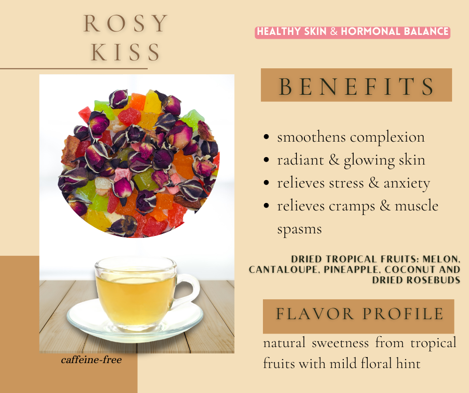 tea blend Rosy Kiss Dried Rosebud Tea with Natural Fruit Pieces