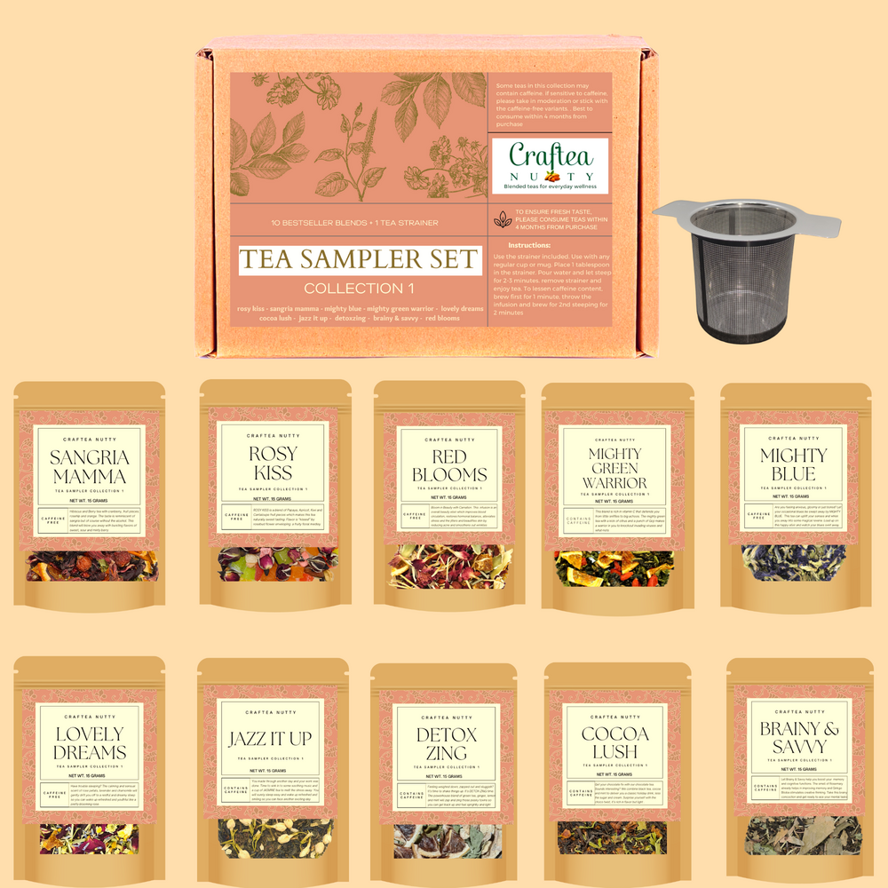 Tea Sampler Kit Giftbox 10 Flavors with Stainless Strainer