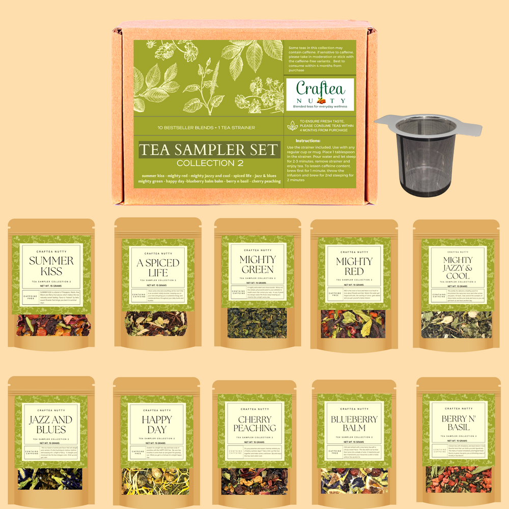 Tea Sampler Kit Giftbox 10 Flavors with Stainless Strainer